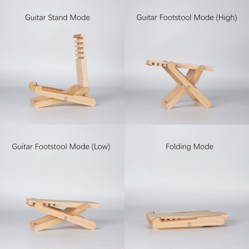 Spike Multifunctional Guitar Stand & Footstool, Wooden, For Acoustic Guitar, Foldable, Modern Design - Image 2